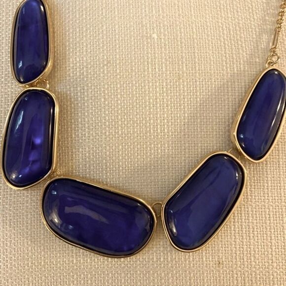 Charter Club NWT Gold and Blue Statement Necklace - Picture 1 of 9